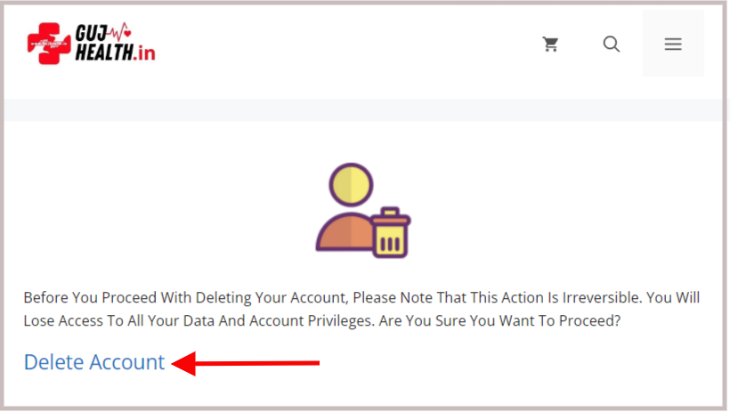 Account deletion process in App Step 5